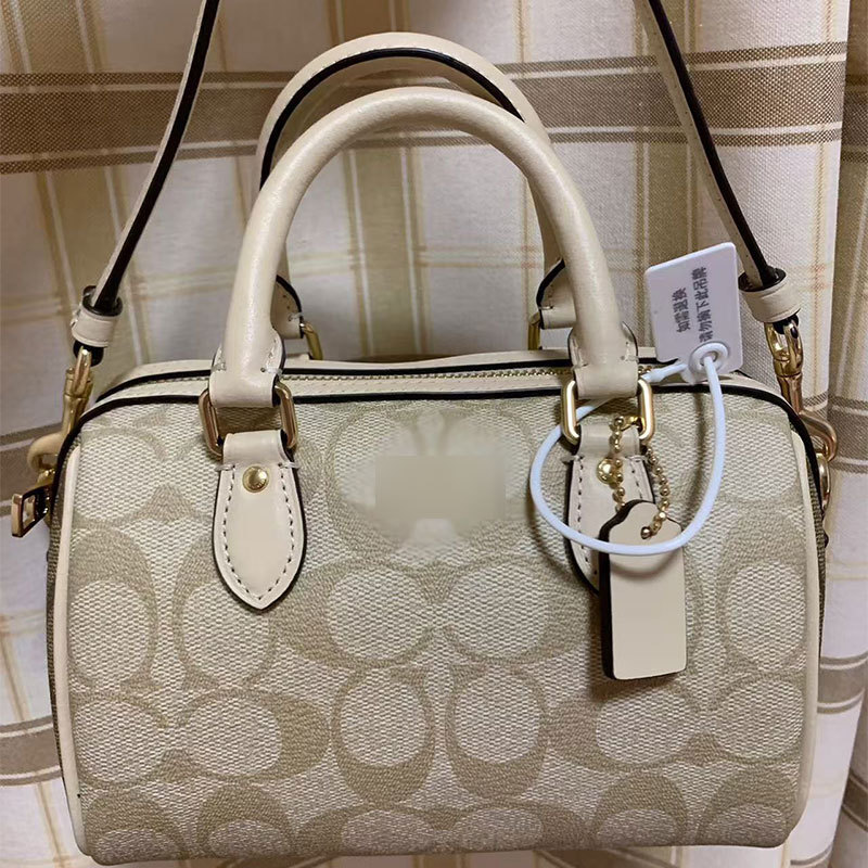 Koujia Rowan Mini Boston Pillow Bag Classic Fashion Versatile Monogram Zipper Handbag Shoulder Crossbody Bag
