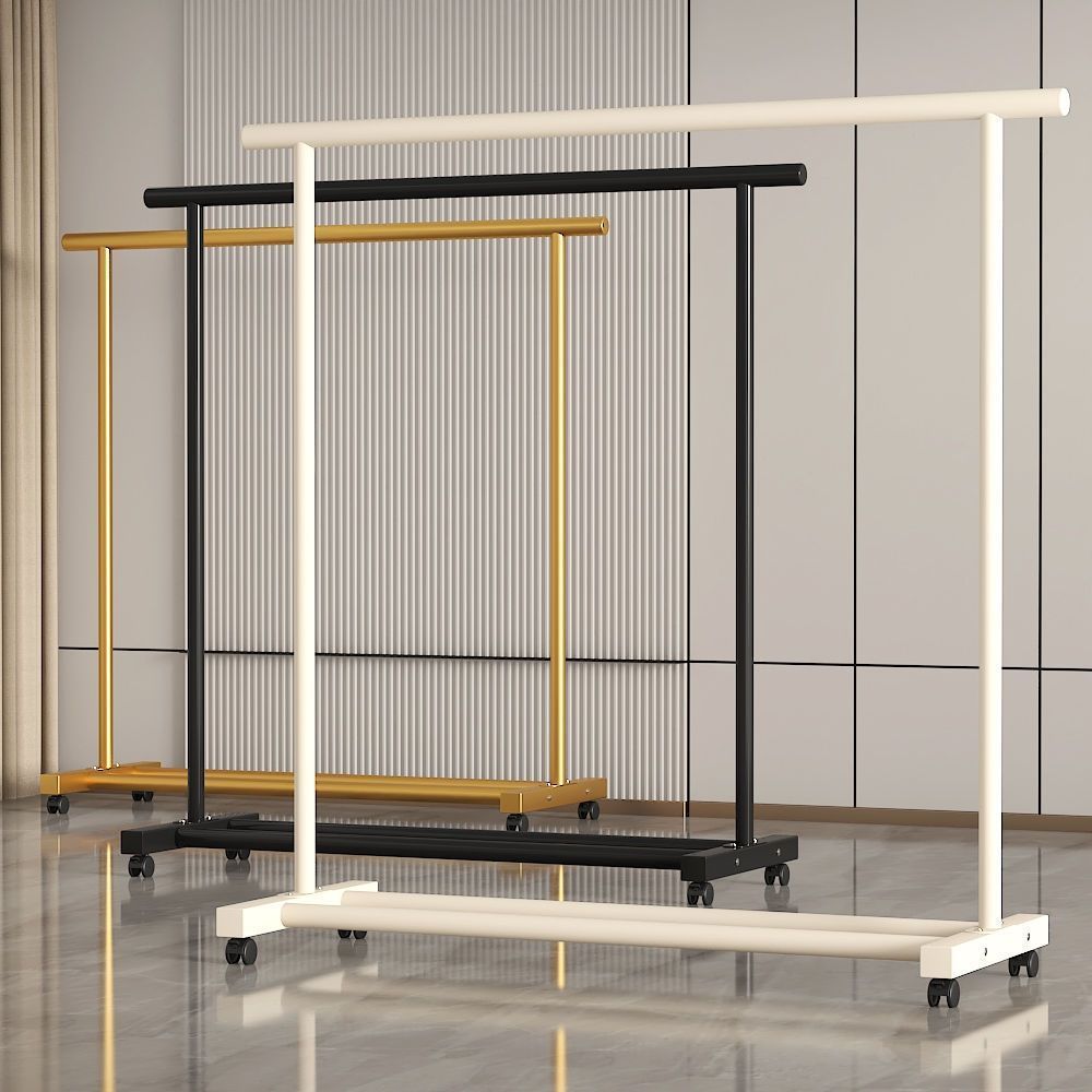 Coat Rack Simple Bedroom Cream Vertical Household Clothes Hanger Drying Rack Floor Dormitory Balcony Mobile