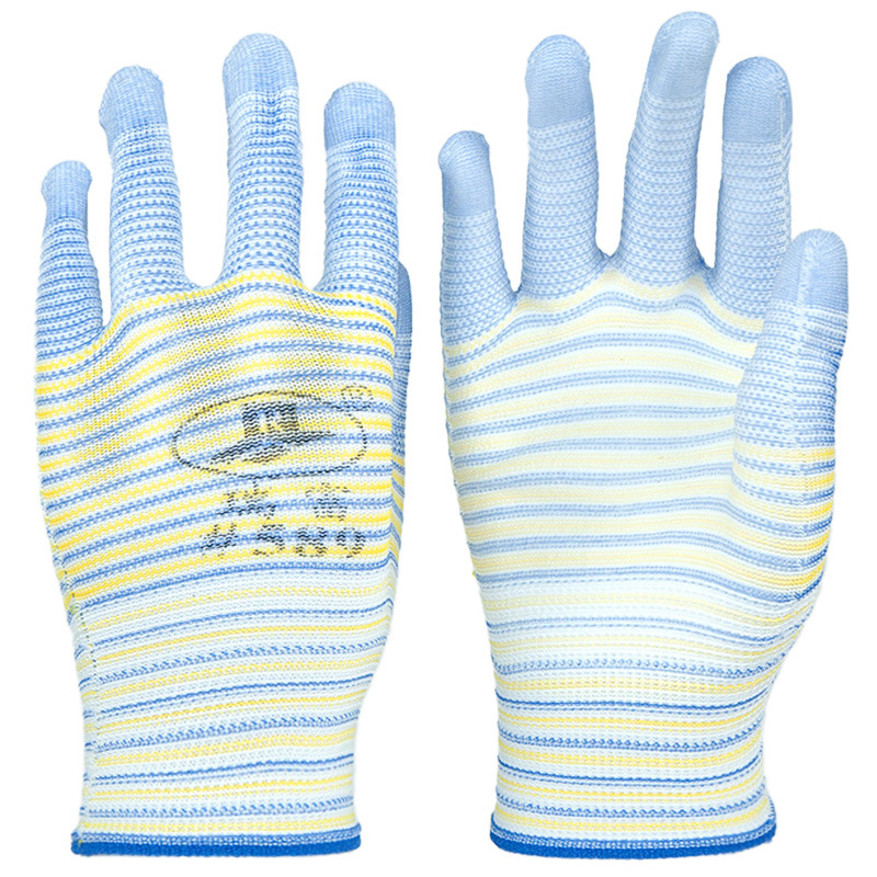 Ruifu delgado pu recubierto de goma # 589 zebra antideslizante desgaste sin polvo antiestático guantes de protección laboral para hombres y mujeres
