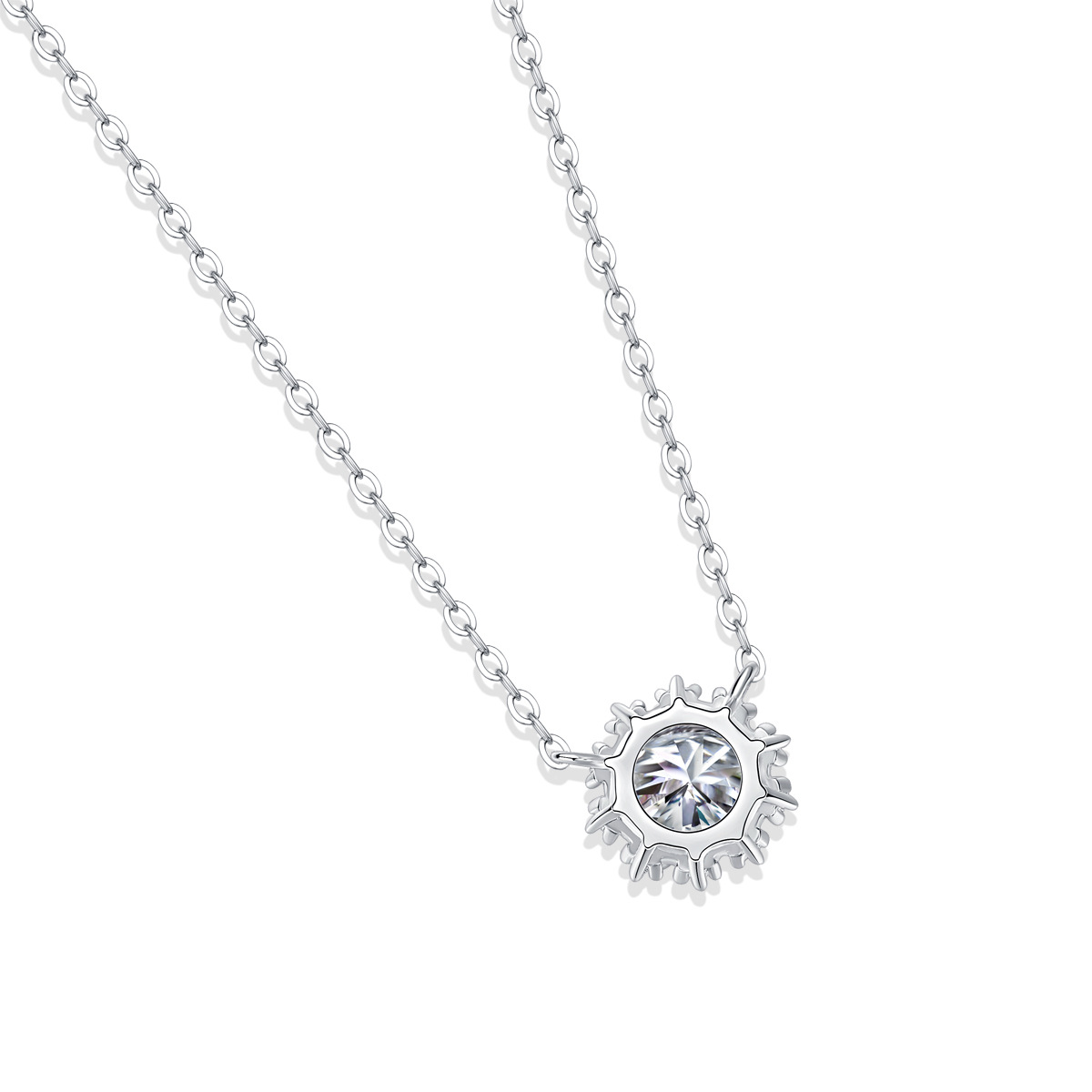 Snowflake Pendant Necklace Inlaid With Moissanite