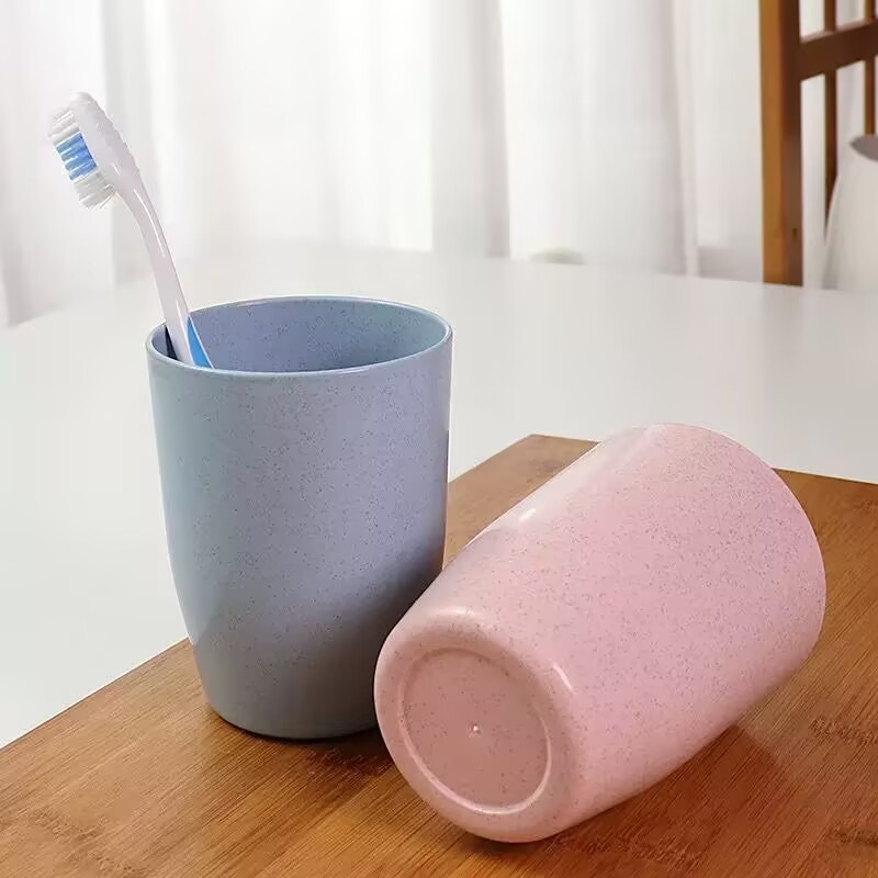 Wheat Straw Mouthwash Cup, Simple Toothbrush Cup, Plastic Round Cup, Wash Cup, Household Cup, Wholesale Hotel Drinking Cup