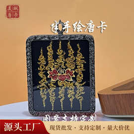 美飒唐卡半手绘 古法吊坠五条经文图案民族风手绘唐卡现货批发