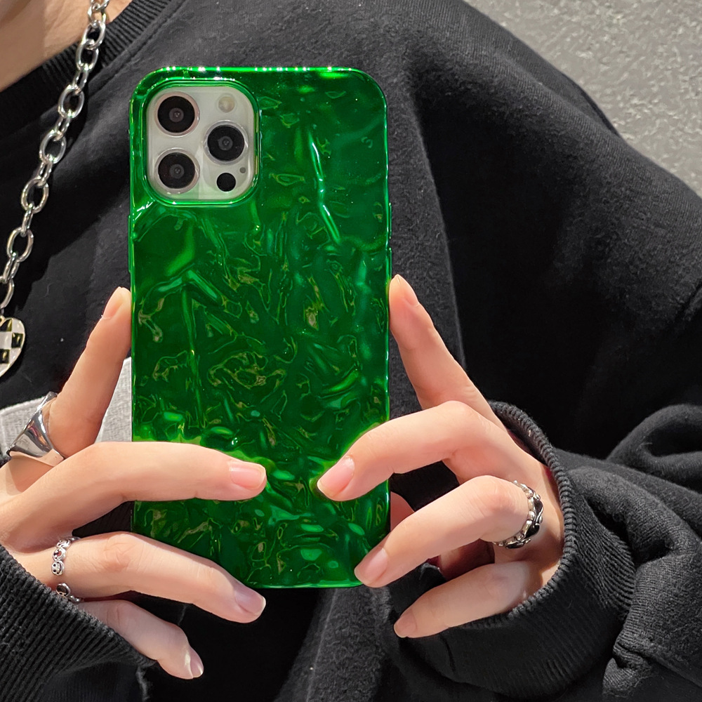 Emerald tin foil suitable for iPhone14Promax Apple 13 mobile phone case 12 irregular tin foil plating 11 soft_voghion.com