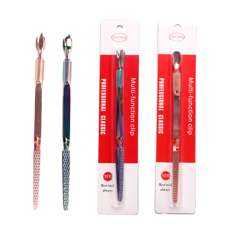 Arte de uñas transfronterizo Pinzas de clip de conformación de cristal Extensión multiusos de doble cabeza Clip de conformación Herramienta de Arte de uñas de empuje de acero