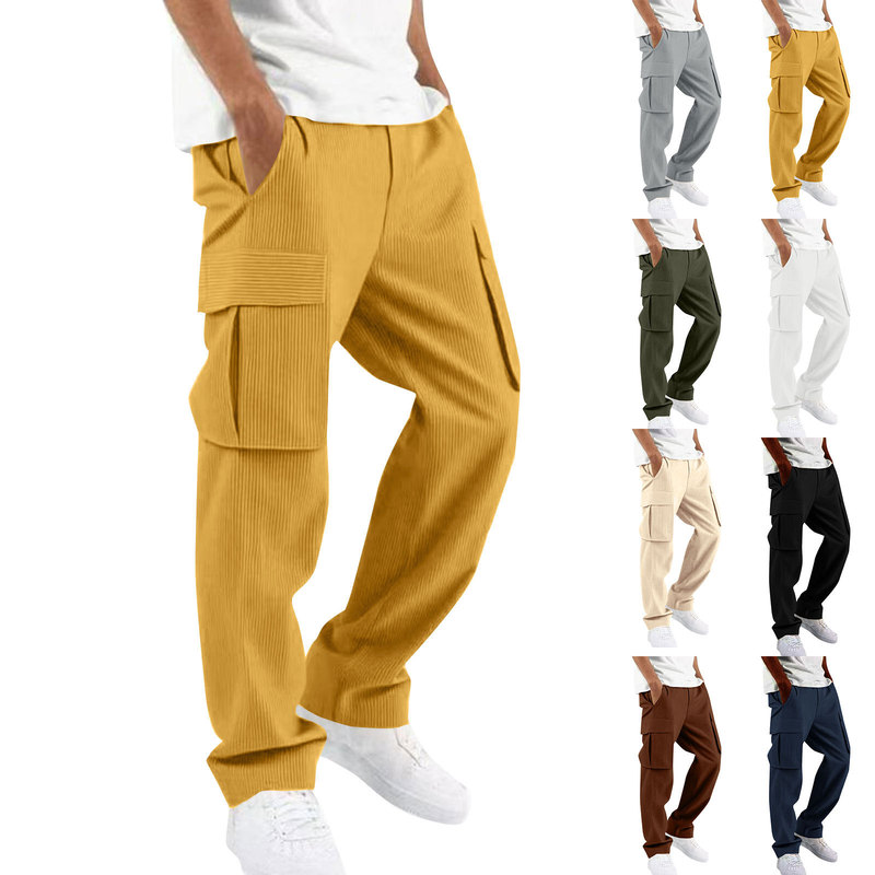 2025 Men's Patchwork Corduroy Jogging Pants Outdoor Sports Pants Football Training Pants Fitness Pants Casual Pants