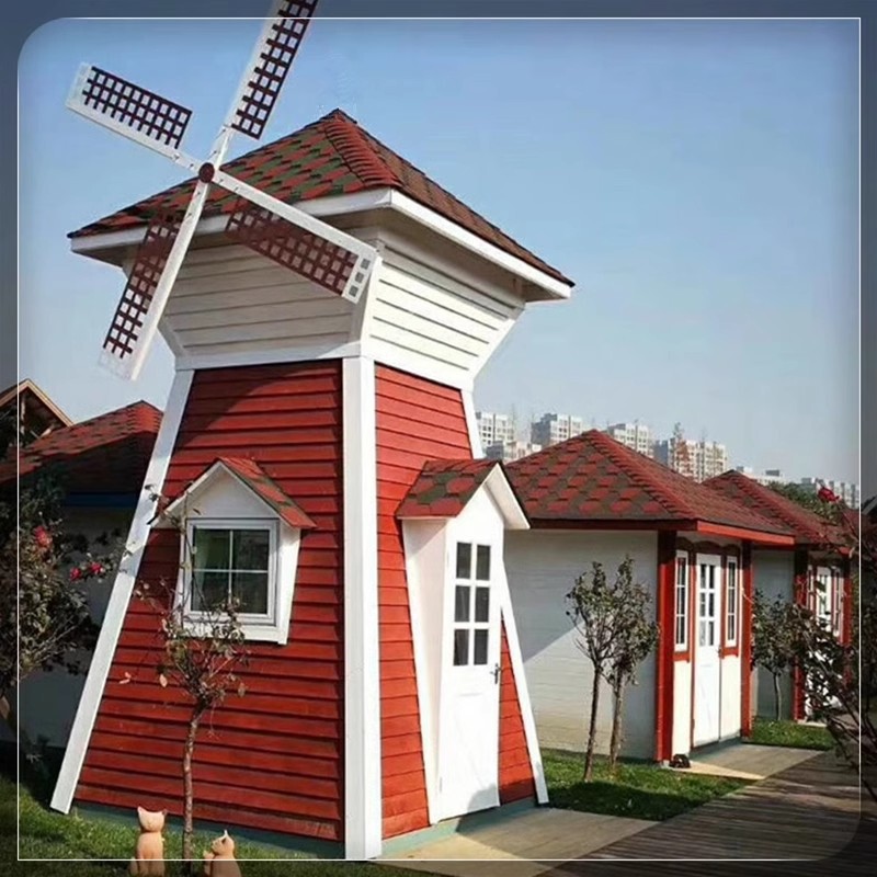 Outdoor Antiseptic Wood Dutch Large Windmill Scenic Area Square Pigeon House Peace Pigeon House Shopping Mall Landscape Popular Windmill Building