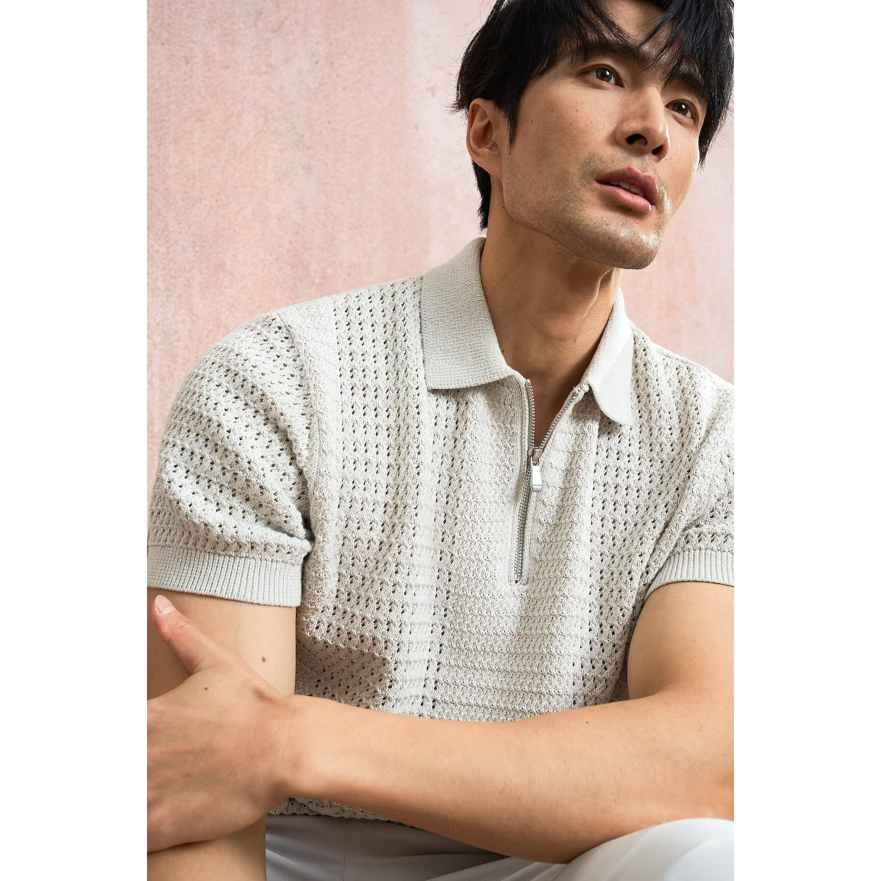 Polo camiseta de punto camiseta de manga corta camiseta de hombre solapa hueco medio cremallera negocio de verano fábrica al por mayor solo transfronterizo
