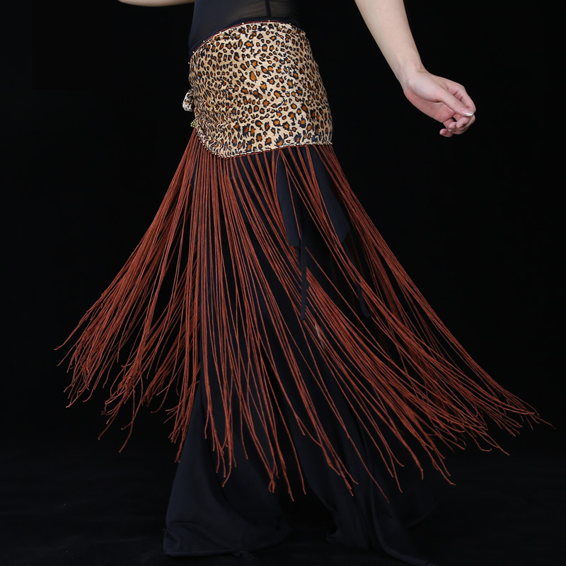 Leopard Tassel Waist Chain New Practice Clothes suit Hip Towel Tassel Indian Dance Belly Dance Clothing Belt Shake Chain