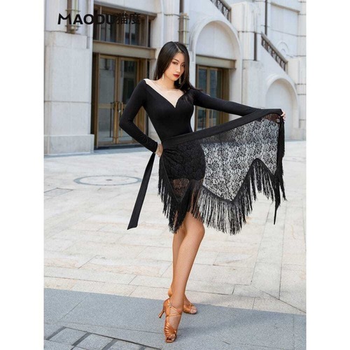 Summer Fashion Latin Dance Skirt Tassel Hip Scarf Skirt Women Adult New Dance Skirt Practice Wear Sexy Lace Skirt