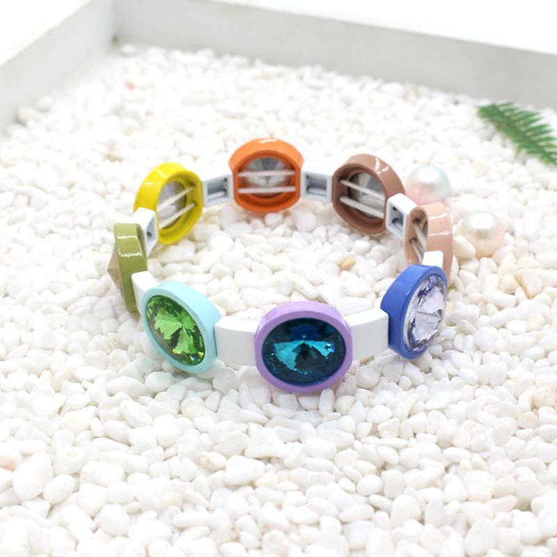 35g Weight Zircon Inlay Material 1 Piece Fashion Round Colorful Alloy Enamel Beaded Stoving Varnish Inlay Zircon Women's Bracelets