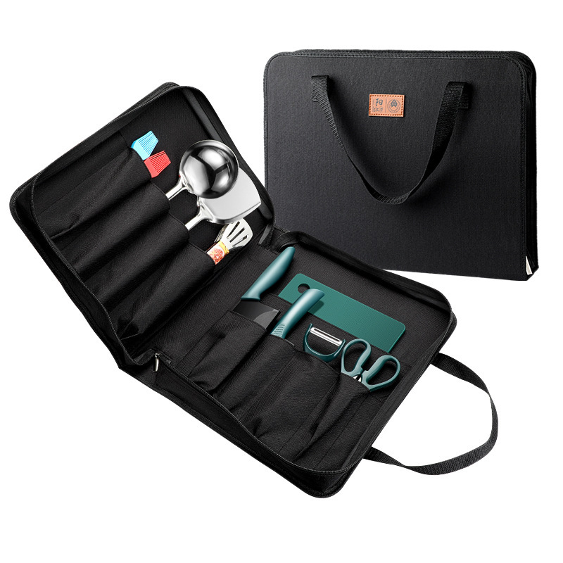 Cuchillos al aire libre equipos de picnic bolsa de almacenamiento acampado cocina de acero inoxidable conjunto de cuchillos de cocina tablero de cocina conjunto completo de artículos portátiles