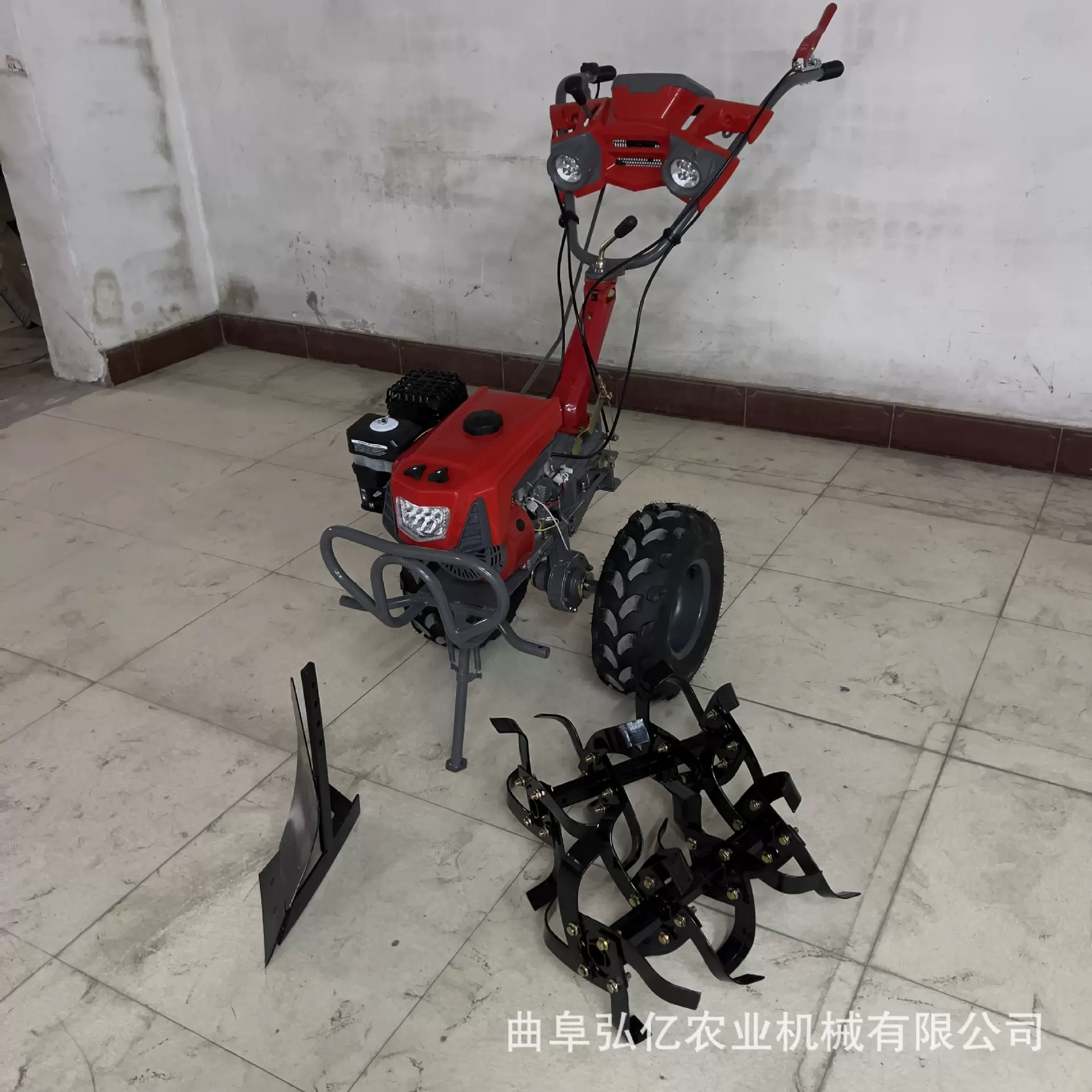 汽油直连两驱微耕机7.5马力田园旋耕机新型照明款农用开沟翻地机