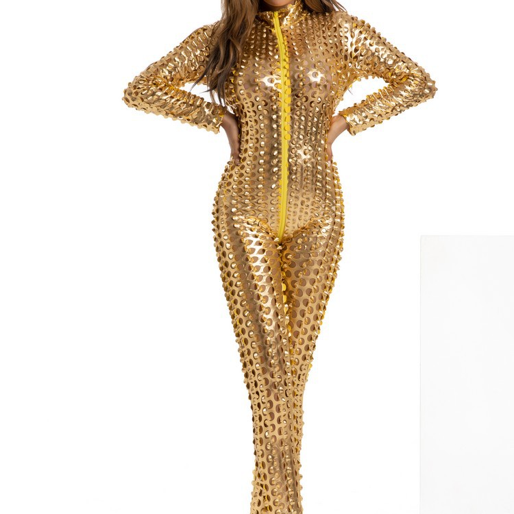 Amazon Guanyun lencería sexy Amazon Comercio exterior europeo y americano pintura discoteca de cuero de una sola pieza tentación femenina en stock apretado