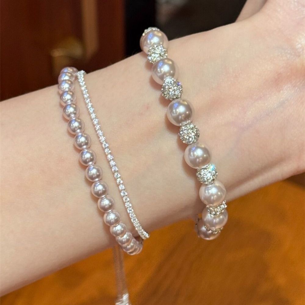 Korean-style double-layered pearl bracelet with a cool, simple, and elegant feel, versatile and sophisticated, suitable for daily commuting