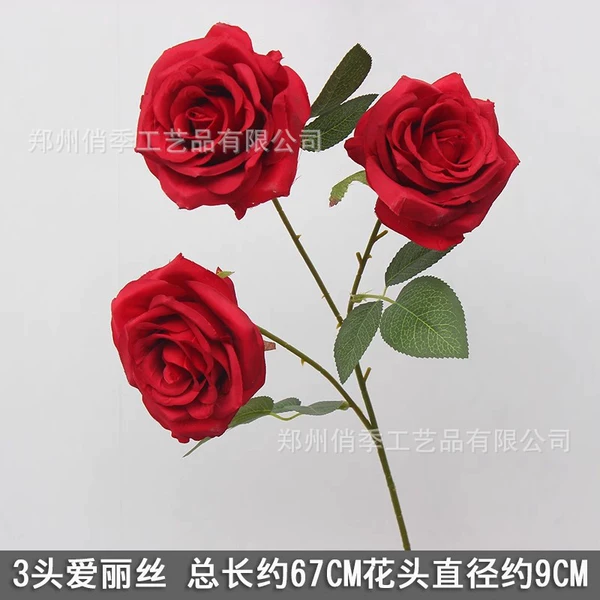 Red silk 3-head Alice rose/10 stems