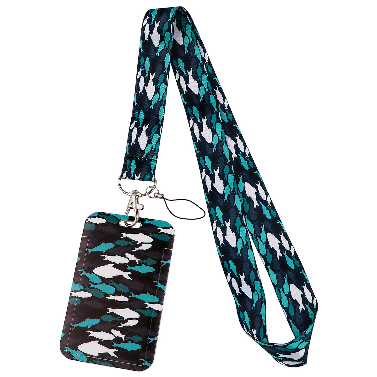 Tiburón ballena delfín teléfono móvil cordón titular de la tarjeta de doble cara tarjeta de autobús tarjeta de estudiante Certificado de exposición anti-perdido titular de la tarjeta de estuche rígido