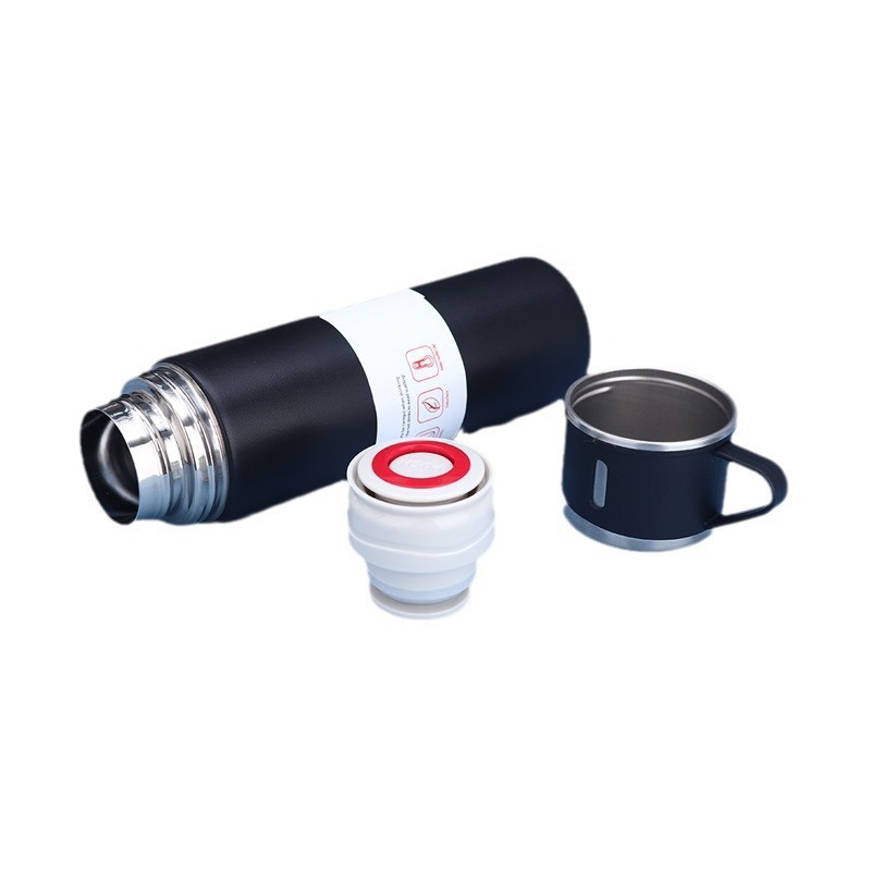 Juego de tazas de vacío de acero inoxidable 304 transfronterizo de gran capacidad, una taza, tres cubiertas, tapa de mano, taza recta, juego de regalo