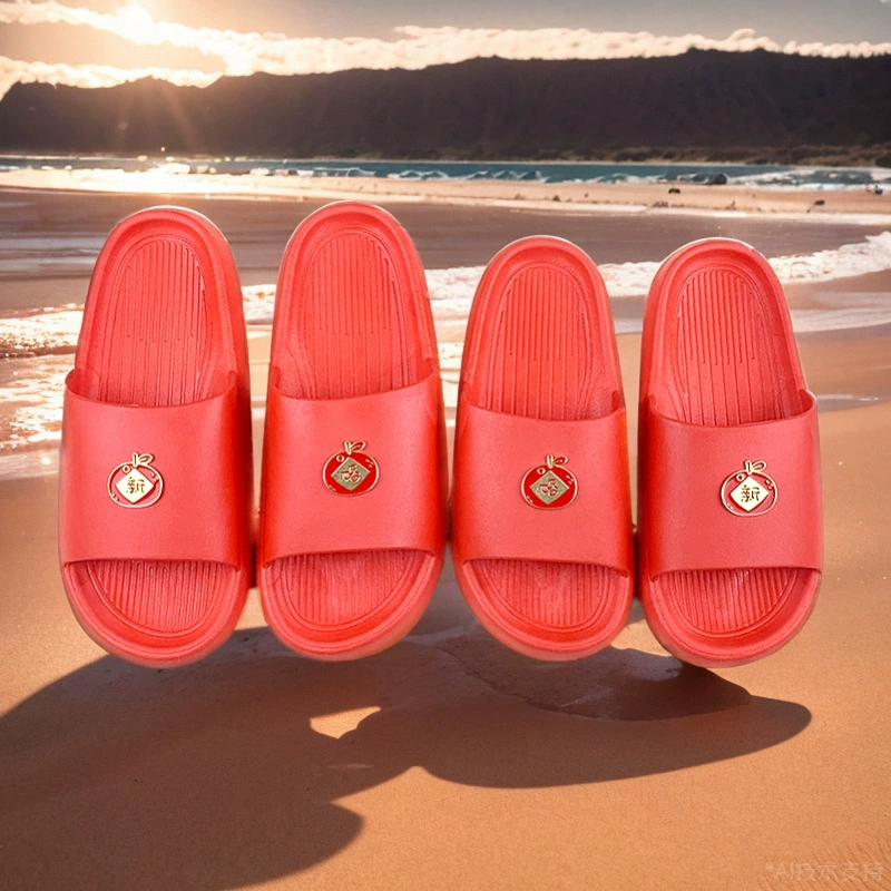 Красные свадебные тапочки пара новая свадьба невеста приданое дом ванная комната противоскользящая праздничная трава