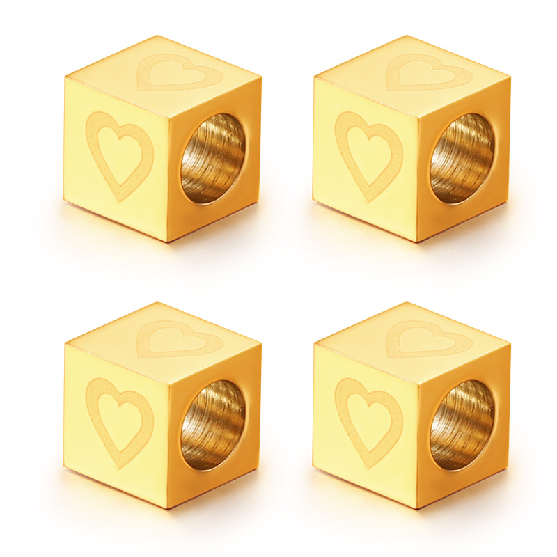 3g Weight Beads Jewelry Making Type DIY Jewelry Accessories Classification 1 Piece Quantity 304 Stainless Steel Material Square, Heart Shape Pattern Simple Style Style 1 Piece 304 Stainless Steel Square Heart Shape DIY Jewelry Accessories Beads 无