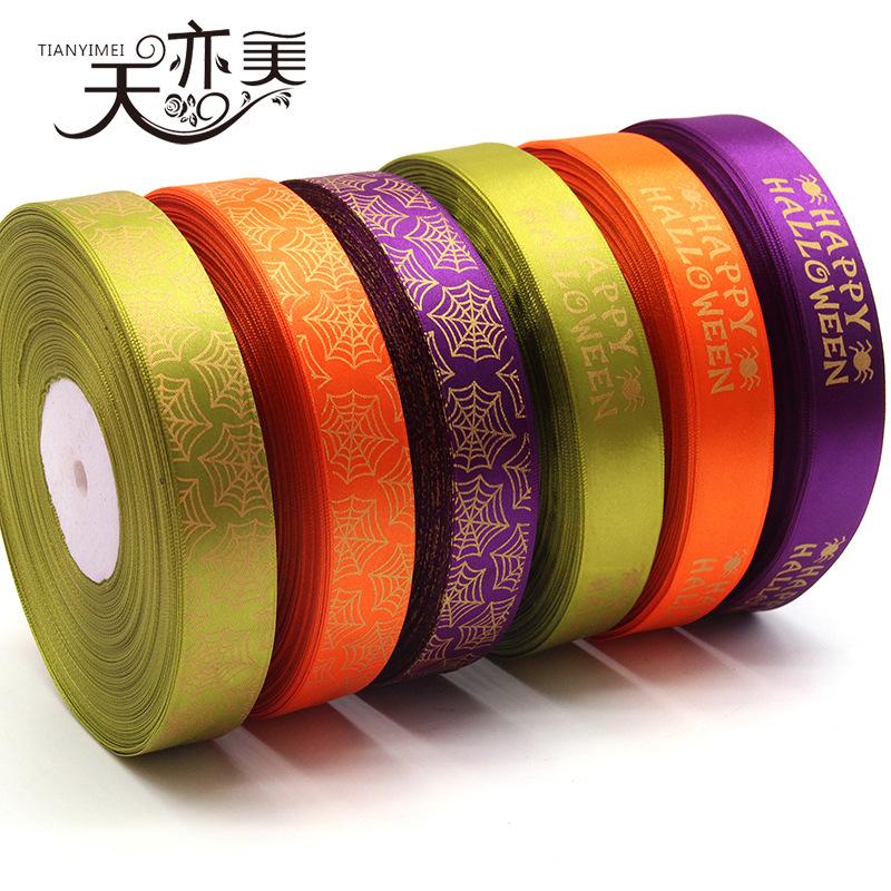 2,5 cm estampado en caliente de oro rosa cinta DIY regalo de Halloween cinta tianyi belleza impresión Candy cinta araña