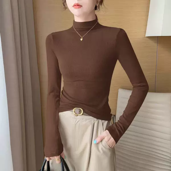 B-NN240g 1*1 ribbed thermal/soft-touch velvet stand-up collar thermal base shirt for autumn and winter, slim fit, no returns or exchanges
