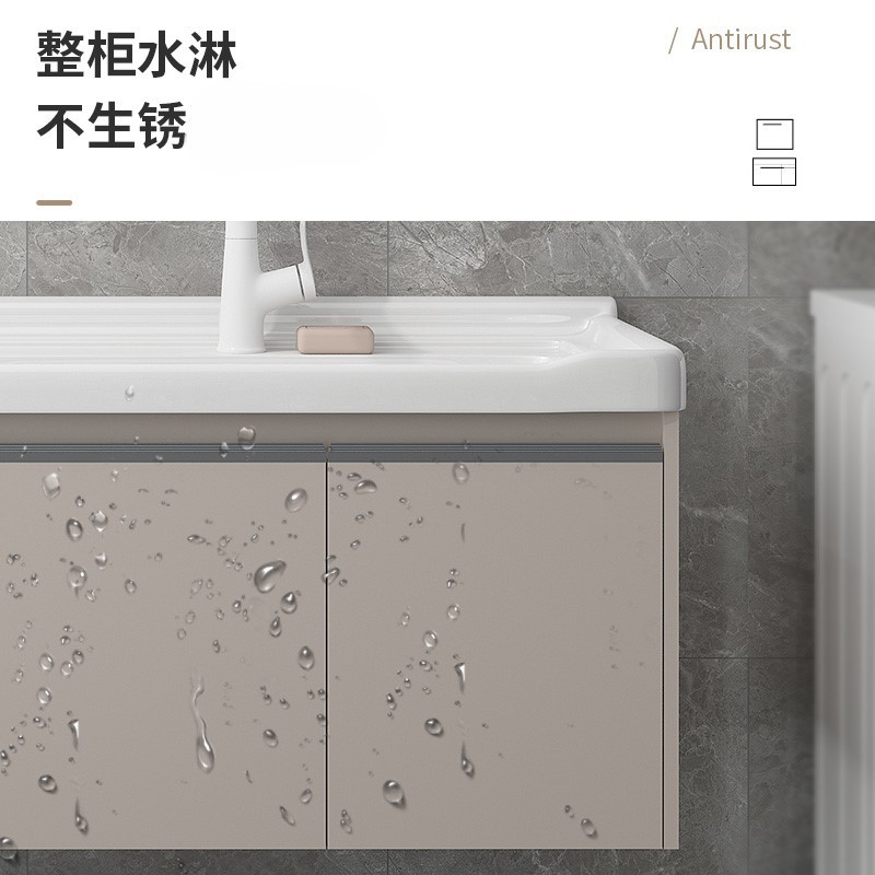 lavabo de lavandería de balcón tipo casa pequeña lavabo armario combinado con placa de fricción cerámica integrada lavabo de lavandería tipo colgante