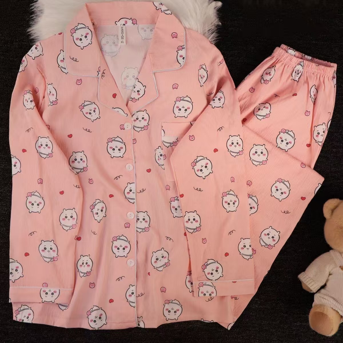 Al por mayor transfronterizo nubes de otoño pijamas de manga larga pantalones cardigans de dibujos animados con solapa linda ropa de hogar