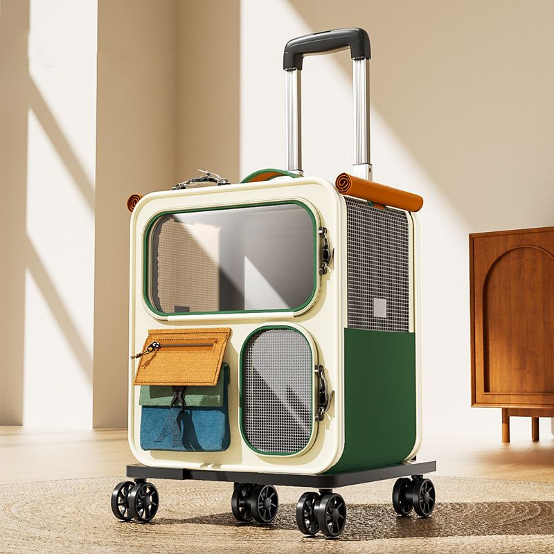 Cat Bag, Large-Capacity Suitcase for Going Out, Multi-Cat Pet Portable Cat Multi-Functional Wheeled Trolley Case, Transparent Backpack Cat Bag, Large-Capacity Suitcase for Going Out, Multi-Cat Pet Portable Cat Multi-Functional Wheeled Trolley Case, Transparent Backpack