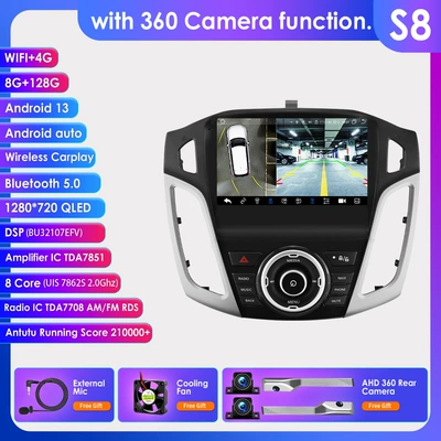 Integrated Reversing Camera System — DVD Navigation - with-360-camera-8128g-wifi4g-lte-version-7862-carplay-eight-core-9inch-suitable-for-11-17-ford-focus-3-mk-3