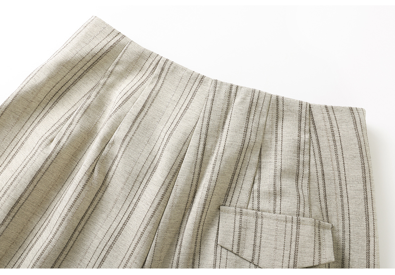 Quần culottes nữ ống rộng sọc kẻ dọc chất liệu tencel cao cấp phong cách công sở — màu kaki chi tiết 23
