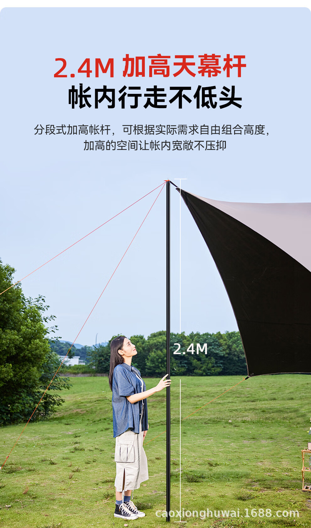 Manufacturer Wholesale Canopy Tent Outdoor Camping Equipment Rainproof Sunshade Hexagonal Black Rubber Thickened Tarp Sun Protection Awning