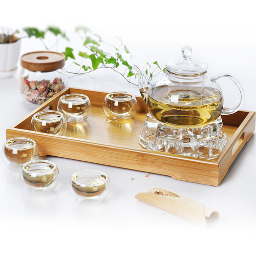 Tea tray household kung fu tea set Japanese style tray bamboo tea table saucer modern simple set drain tray small tea sea