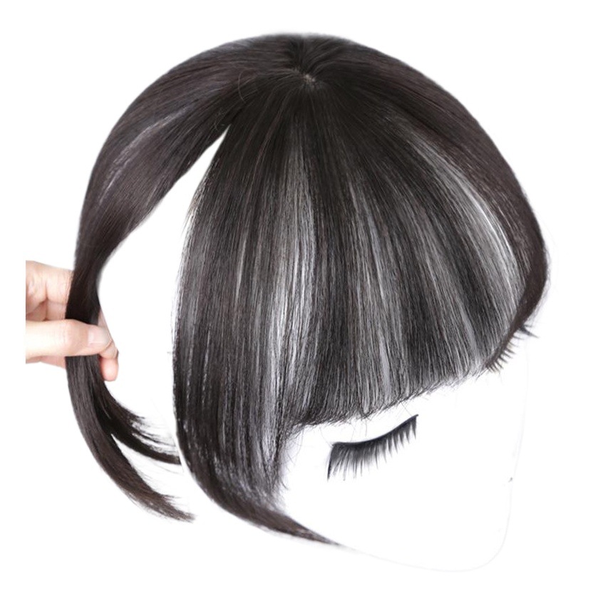 3D Aire flequillo peluca femenina estilo francés flequillo natural invisible parche Internet celebridad reparación de la cara flequillo falso pieza de pelo femenino