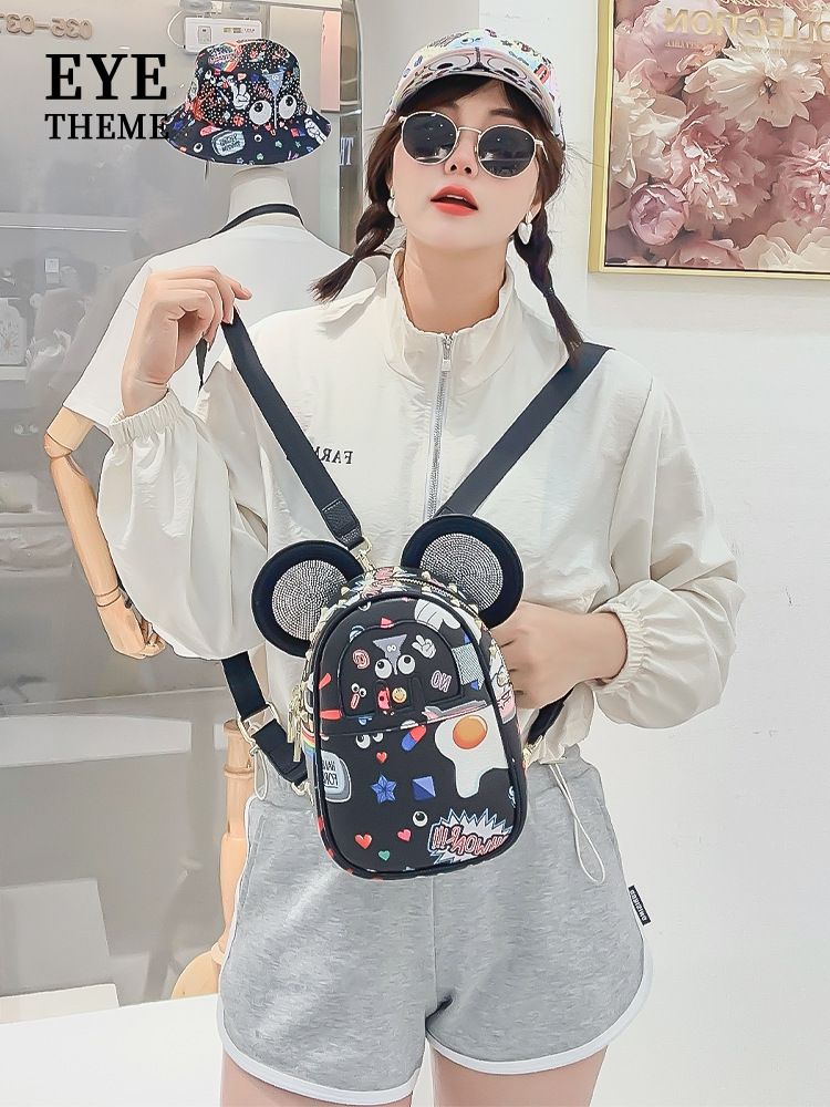 Hermosas chicas empujadas con cremallera doble sección mochila para mujeres bolsas de diamante de diseño de sensación de bolsas de estudiantes 2641 #