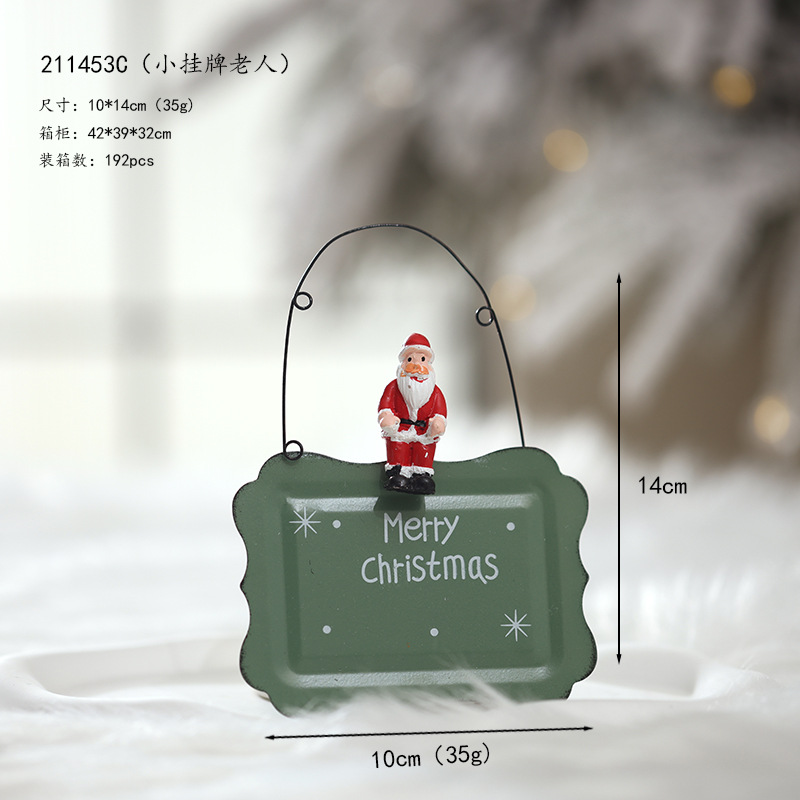 Nuevos productos transfronterizos mini hierro forjado Feliz Navidad etiquetas decoraciones de Navidad puertas colgando árboles colgando props