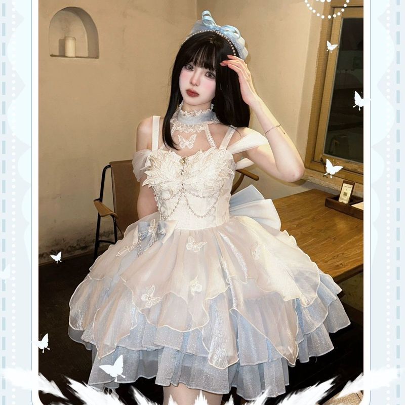 天鹅湖连衣裙千金感纯欲风公主小礼服蓬蓬裙子Lolita裙唯美|undefined