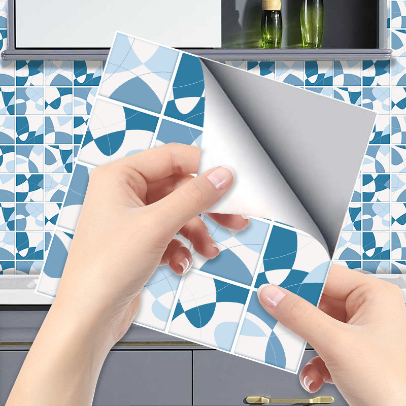 Retro Blue Pattern Lattice Tile Renovation Stickers display picture 6