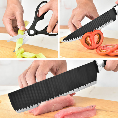 Black Wave Six-Piece Set 238A Kitchen Stainless Steel Knife Set with Colored Gift Box for Business Gifting