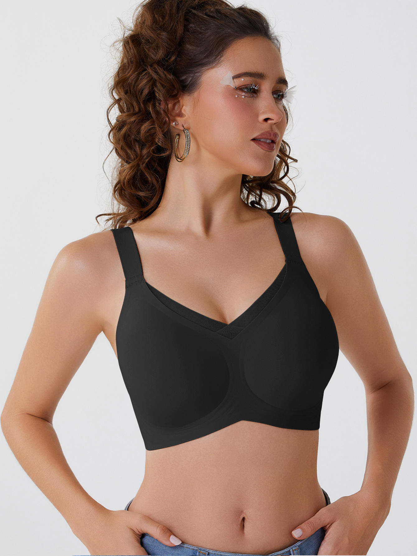 Europa y los Estados Unidos transfronterizos ropa interior de malla cruzada de mujeres sin rastro de pechos de jalea de tamaño grande bra de rayas de Amazon sostén diario