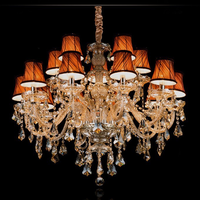 Lámpara de cristal europea lámpara de sala de estar simple atmósfera comedor dormitorio vidrio de coñac lámpara de cristal candelabrada