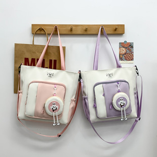Girl's Tutoring Backpack Junior High School Student Handbag Shoulder Tutoring Bag Senior high school Student Extracurricular Tutoring Class Color-matching Schoolbag