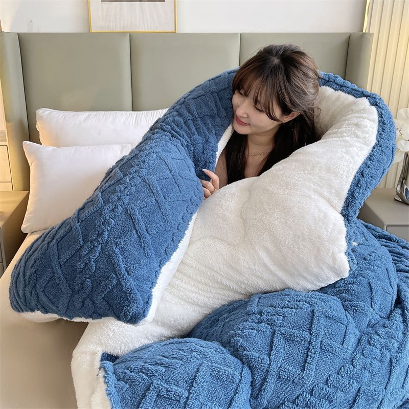 Winter Warm Imitation Cashmere Super Soft Cold-Proof Taffeta Quilt Cover Student Double Single Bed Quilt Popular Quilt Cover