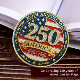 跨境美国250周年纪念币庆祝自由团结信仰理想双面工艺收藏纪念币