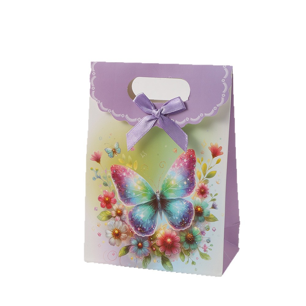 Bolsa de regalo de flores de mariposa, bolsa de papel de mano, bolsa de embalaje de caramelo, bolsa de regalo de mano, bolsa de regalo, bolsa de almacenamiento de dulces