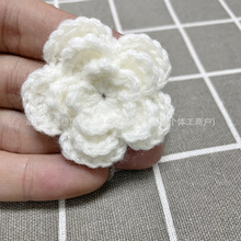 山茶花立体三层花钩织成品手钩花花朵编织diy5cm服装辅料锦上添花
