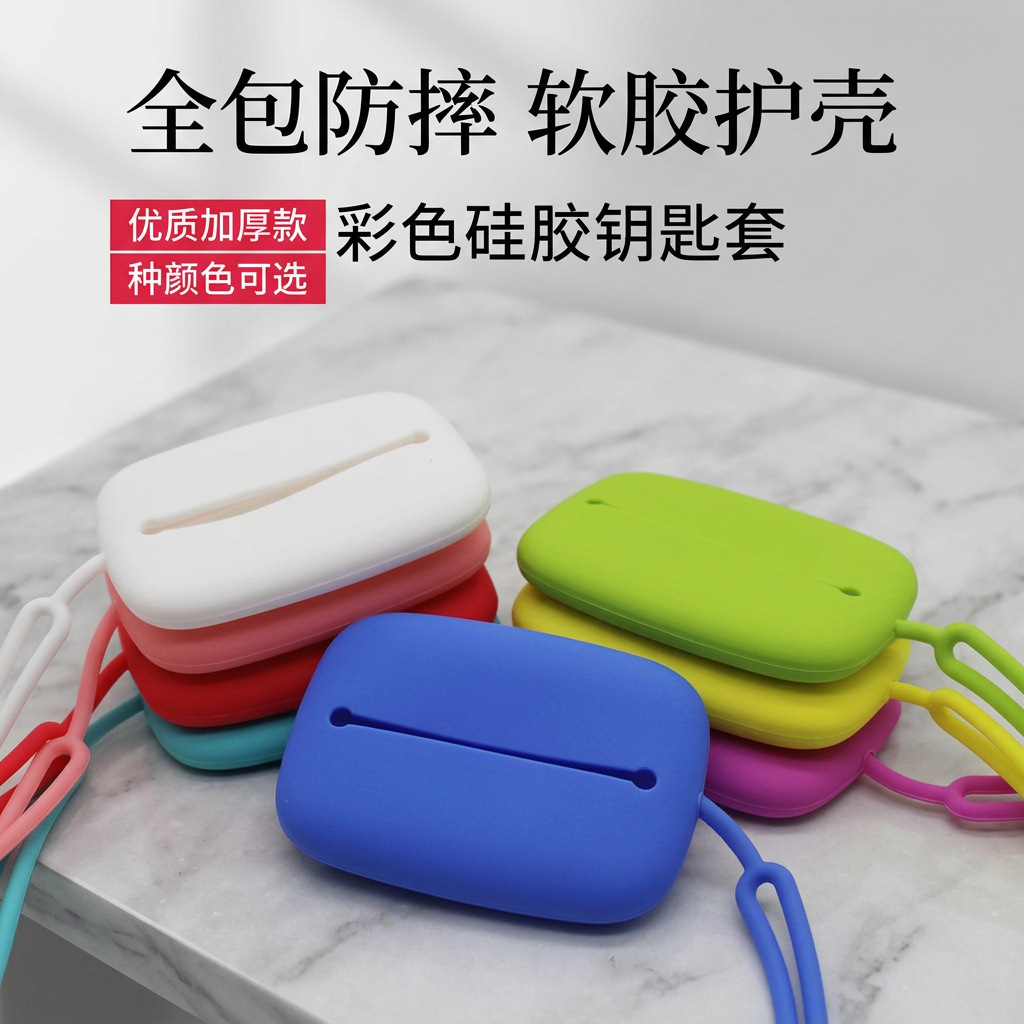 Silicone coin purse key case, square key organizer, creative candy-colored ID card, bus card, and meal card holder