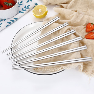 Korean-style thick stainless steel solid flat chopsticks four-leaf clover carved household restaurant adult non-slip chopsticks manufacturers wholesale