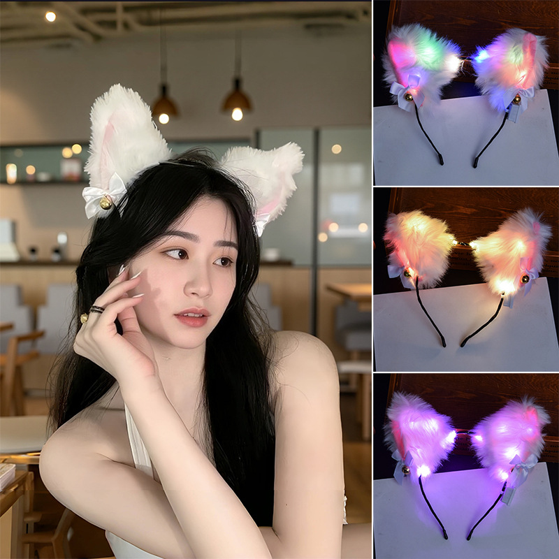 Diadema de Navidad transfronteriza, diadema de corbata de cuernos de ciervo, fiesta de Halloween, tocado de hada de flores, puesto de mercado nocturno, juguetes luminosos