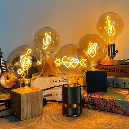 Edison bulb letter lamp G125 desk lamp bulb LED filament lamp modeling lamp LOVE HOME note guitar