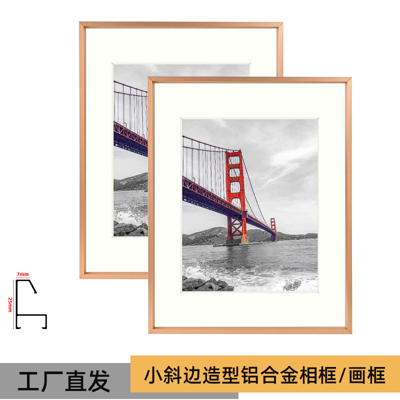 Amazon cross-border aluminum alloy picture frame wall mounting frame poster certificate frame A4 metal brushed photo frame table